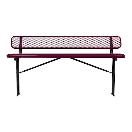 Leisure Craft Bench/Back, Ingroud Mount, 8ft., Burgundy B8WBIG-BURGUNDY