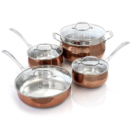 Oster Carabello 9 Piece Stainless Steel Cookware Combo Set in Copper 123815.09
