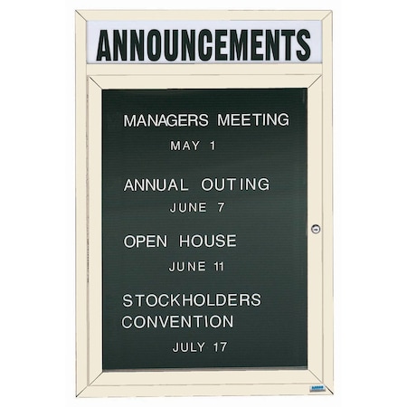 Aarco Outdoor Enclosed Directory w/ Al Frame Header, Powder Coated Ivory, 48''Hx36''W OADC4836HIV
