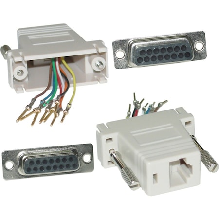 Cable Wholesale Modular Adapter, Gray, DB15 Female to RJ45 Female 32D1-18400