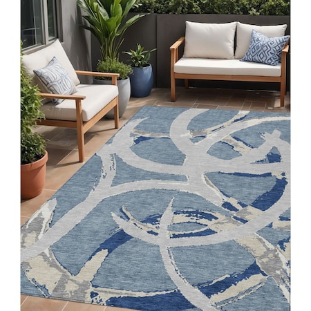 Homeroots 5' X 8' Gray Abstract Washable Indoor Outdoor Area Rug 599125