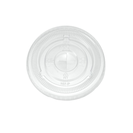 Rdi 107mm Clear PET Flat Lid with Straw Slot 500cs, 500PK LID-PET-107FL-SS