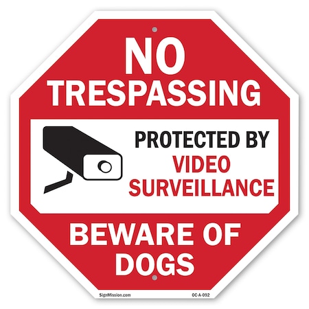 Signmission No Trespassing Protected by Video S, 6 Inch X 6 Inch, Plastic Sign OC-P-6-92