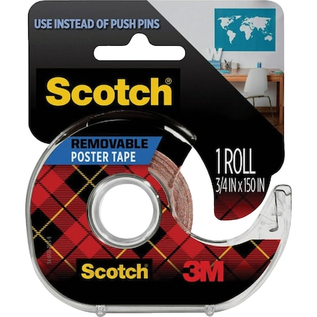 Scotch 3/4'' W.x150'' L. Clear Removable Double-Sided Poster Mounting Tape 109DC