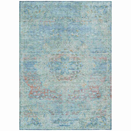 Homeroots 10' X 14' Sky Blue And Blush Medallion Washable Indoor Outdoor Area Rug 615745