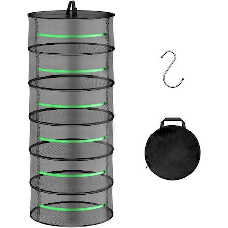 Ipower YSSOA 6 Layer 24in Herb Drying Rack, Hanging Dry Mesh Folding Basket Dryer with Zipper and Hook for GLDRYRCLOSED2L6
