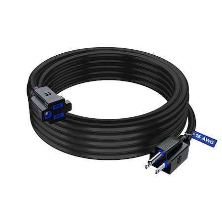 Maximm 25ft 16AWG Indoor Extension Cord w/ Blue Indicators, Black CP-BK-I-BL-25FT