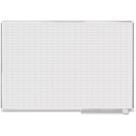 Mastervision Grid Board, Steel, 48 in, 72 in, Aluminum Frame, White, Gloss MA2792830