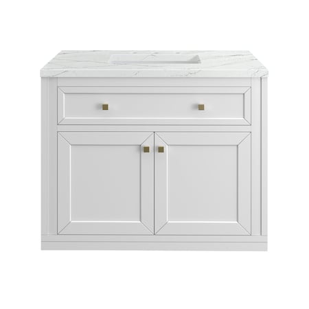 James Martin Vanities Chicago 36 in. Single Vanity, Glossy White, w/ 3 CM Ethereal Noctis Silestone Top 503-V36-GW-3ENC