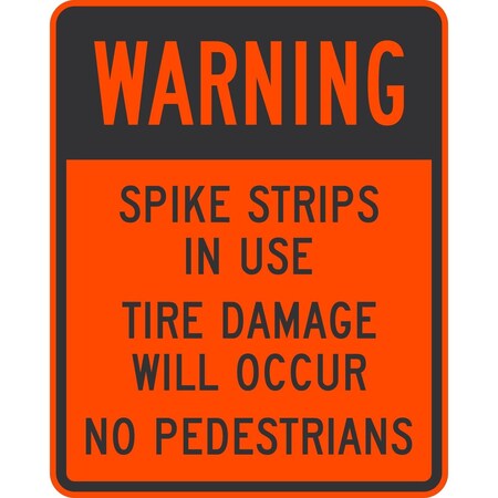 Lyle Warning Spike Strips In Use Tire Damage Will, 24x30, Non-Reflective, Orange G-14224-NA_24x30