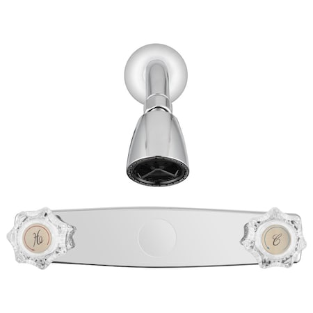 Dura Faucet 2 Valve Single Piece Wall Mount 8 Center Distance Crystal Acrylic Knob Handle DF-SA601A-CP