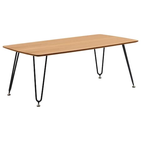 Leisuremod Elmwood Modern Wood Top Coffee Table with Iron Base, Natural ET47NW