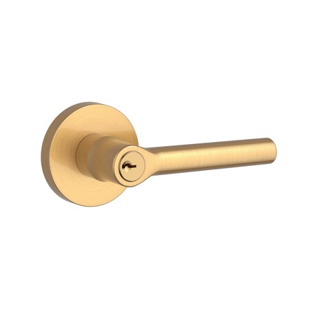 Baldwin Entry Tube Lever and Contemporary Round Rose with 6AL Latch and Dual Strike Lifetime Satin ENTUBCRR044