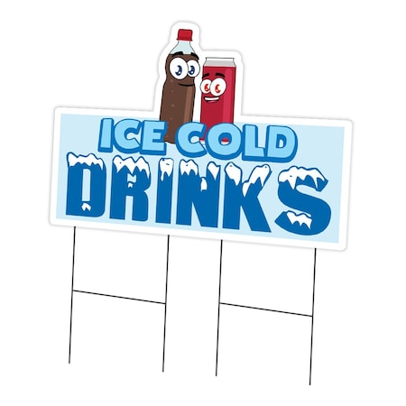 Signmission Ice Cold Drinks 3 Yard Sign & Stake outdoor plastic coroplast window, C-DC-2436-Ice Cold Drinks 3 C-DC-2436-Ice Cold Drinks 3