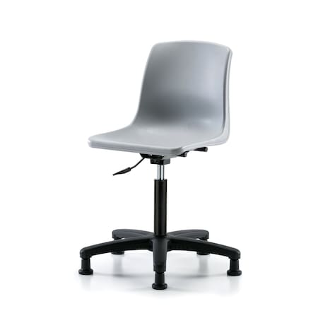 Blue Ridge Ergonomics Polypropylene Shell Chair - Medium Bench Height with Stationary Glides in Gray SMBCH-RG-NF-RG-GRY