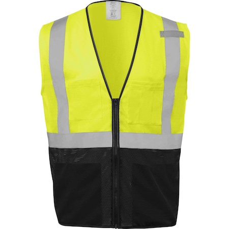 Ironwear Class 2 Hi Vis 3 Pocket Hook and Loop Short Sleeve Reflective Safety Vest , Lime/Black, Small 1232-LBZ-RD-SM
