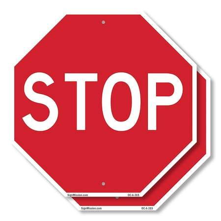 Signmission Stop, 18 inch X 18 inch, Plastic Sign, 2PK OC-P-2PACK-18-315