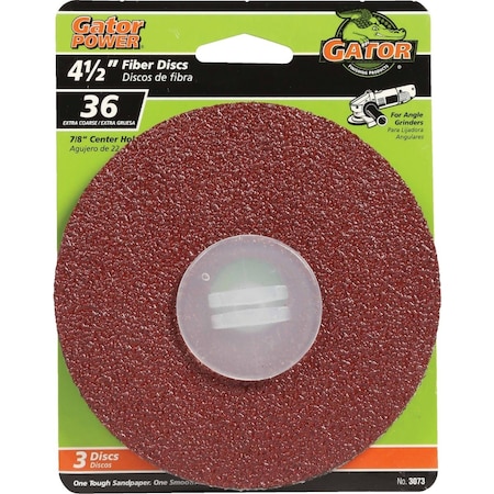 Gator Blade 4-1/2'' 36 Grit Fiber Disc, 3PK 3073