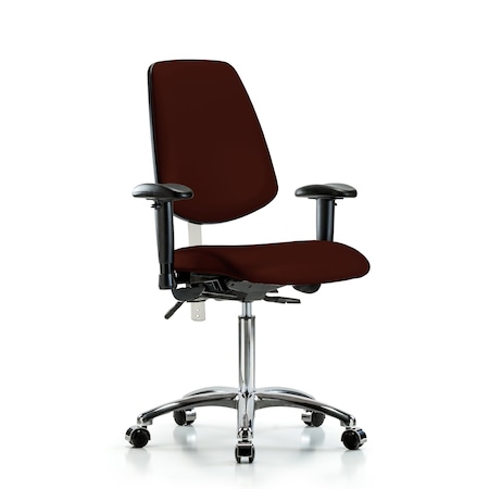 Blue Ridge Ergonomics Clean Room Chair Vin Med Ben Chair, Med, Bk, Burg, CL100, Adjustable Arms, 22" to 29" Height, Vinyl BR-NCR-VMBCH-MB-CR-T1-A1-NF-CC-8569