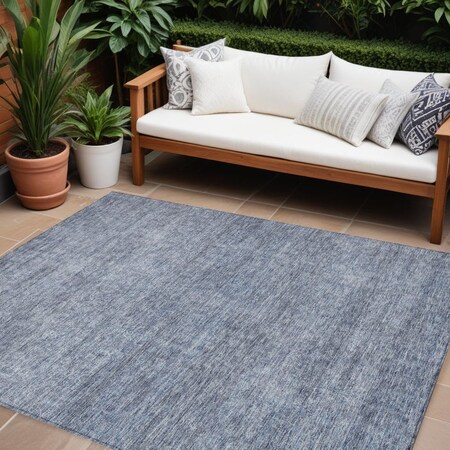 Homeroots 10' X 14' Sky Blue And Ivory Abstract Washable Indoor Outdoor Area Rug 605577