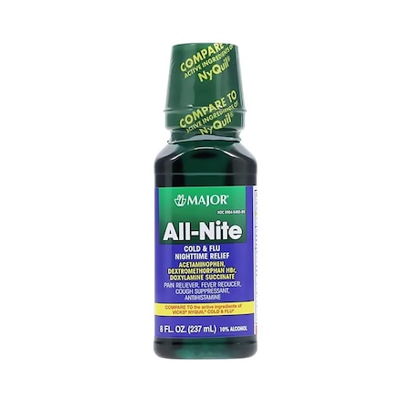 Major Pharmaceuticals All-Nite Cold/Flu Syrup 650/30/12.5mg Original, 8oz/Bottle 1261870