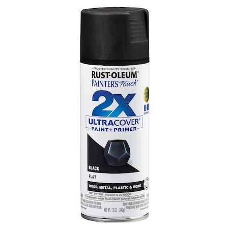Ultra Cover 2X 12 Oz Rust-Oleum Brands Black Enamel Spray Paint, Flat 334020