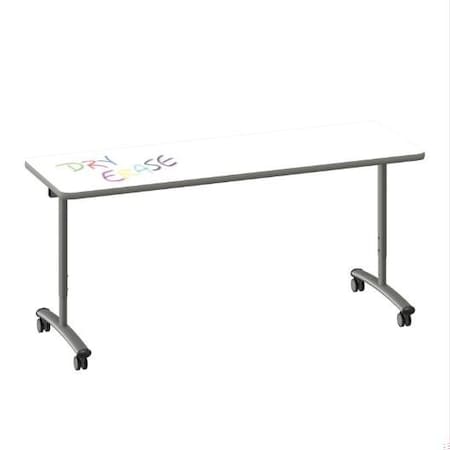 Correll Rectangle Premium Sit To Stand Dry Erase Flip Top Table, 72 in W, 28 in to 38 in H FTS2472DE-80-14-13