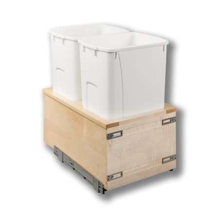 Century Components Kitchen Pull Out Waste Bin Container, 50 Qt White Double, Maple - SIGBM145-50PF