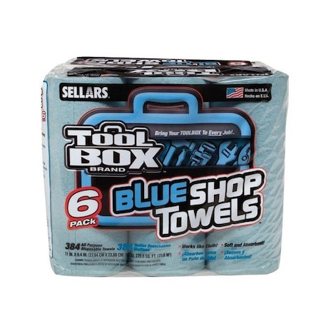Sellars Toolbox Z400 Blue Shop Towel 6-Pack Blue 11"X9.4" Sht 4/Cs, 4PK 54416