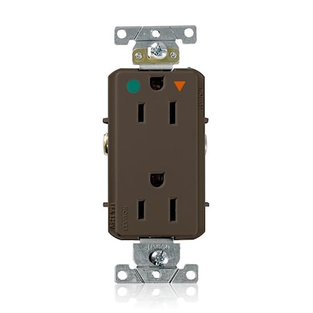 Leviton DPl HG/IG Rec 15A 125V Self-Gr Brn D8200-IGB