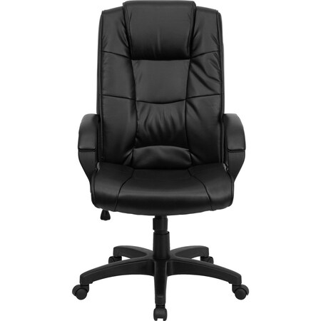 Flash Furniture Contemporary Chair Fixed Arms, 18-1/2" to 22-1/2" Height, Leather, Black LeatherSoft GO-5301B-BK-LEA-GG
