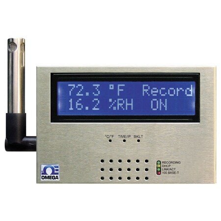 Omega Environmental Monitor: 10%to 100% Relative Humidity Measured, 1°F to 1,000°C, 0°C to 60°C ISD-TH