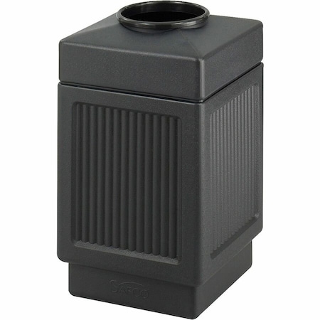 Safco Canmeleon Top-Open Receptacle, Square, Polyethylene, 38 gal, Textured Black 9475BL