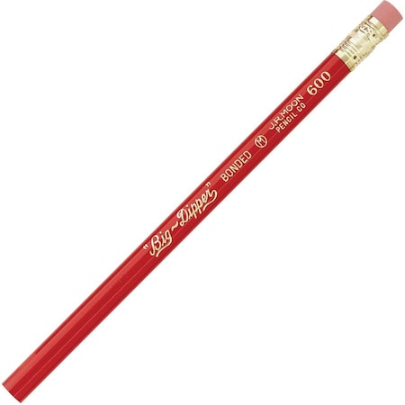 J.R. Moon Pencil Co Big-Dipper Pencils, With Eraser, 12 Per Pack, PK3 600T