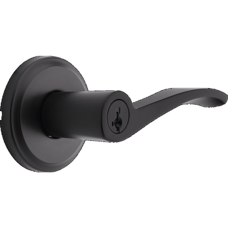 Kwikset Sedona Lever Entry Door Lock SmartKey with 6AL Latch and RCS Strike Matte Black Finish 740SEL-514S