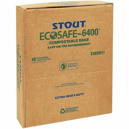 Stout 13 gal Trash Bags, 24 in x 30 in, Heavy-Duty, 0.85 mil, Green E2430E85