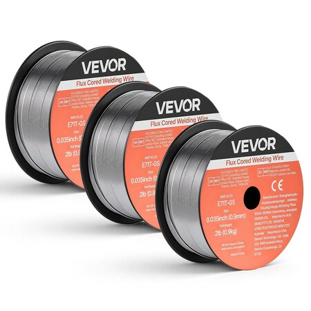 Vevor Flux Core MIG Welding Wire 0.035 in 2LBS Gasless Mild Steel MIG Wire, 3PK E71T-GS