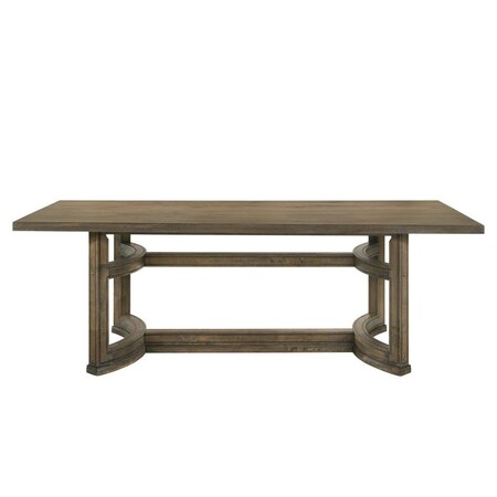 Homeroots 88" Oak Wood Trestle Base Dining Table 631288