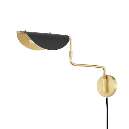 Hudson Valley Lighting Suffield 1 Light Plug-In Sconce 4.75 In. Aged Brass/Soft Black 5213-AGB/SBK