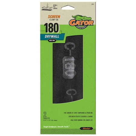 Gator Finishing SilicaCut Drywall Clamp-On Sanding Screen, 180 Grit, Fine, 2PK 4019