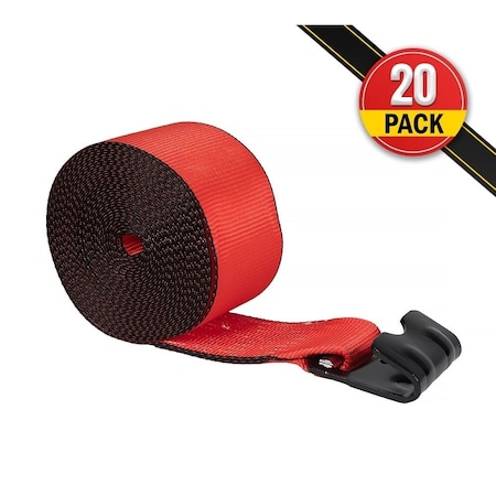 Mytee Products 4in x 40ft Red Winch Straps w/Flat Hook WLL 5400# Cargo Control for Flatbed Truck, 20PK WS440Rx20