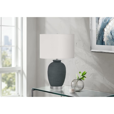 Monarch Specialties Lighting, 24 in.H, Table Lamp, Blue Ceramic, Ivory / Cream Shade, Contemporary I 9622