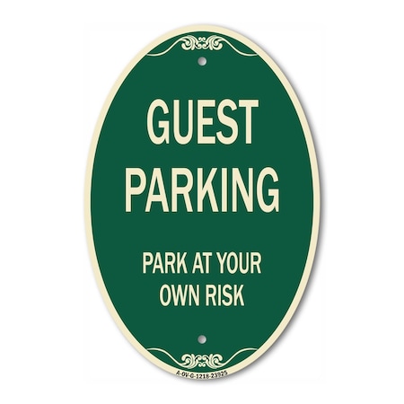 Signmission Guest Parking, 12 Inch X 18 Inch Architectural Oval, Heavy Gauge Aluminum A-OV-G-1218-23925