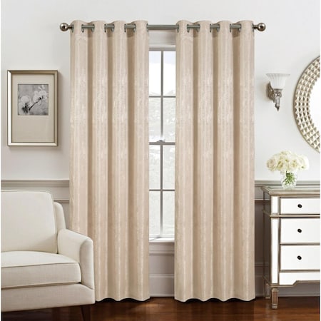 Olivia Gray 90 in. Roxy Two Tone Jacquard Grommet Panel, Taupe PNR42690