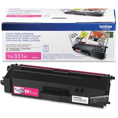 Brother Genuine TN331M Magenta Toner Cartridge - Laser - 1500 Pages - Magenta - 1 Each TN331M