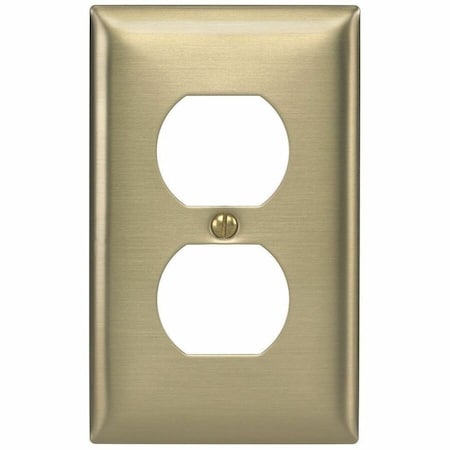 Hubbell Wiring Device-Kellems Duplex Receptacle Wall Plates, Number of Gangs: 1 Brass, Brushed Finish, Brass SB8