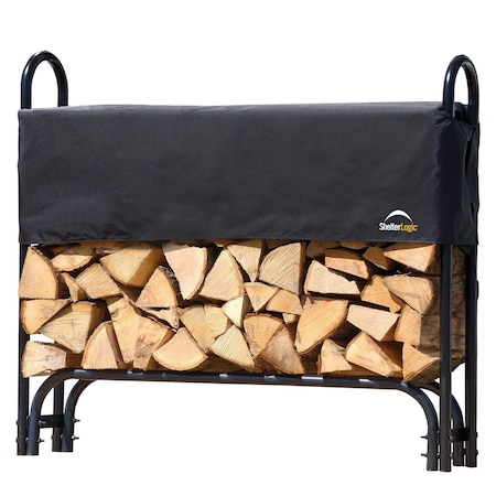 Shelterlogic Firewood Rack-in-a-Box Black Heavy Duty Firewood Rack With Cover 4 Ft. 90401