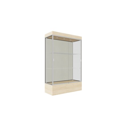 Ghent Lighted Floor Display Case 48x76x20, 12" Base, Satin 94LFWH-SN-BGW