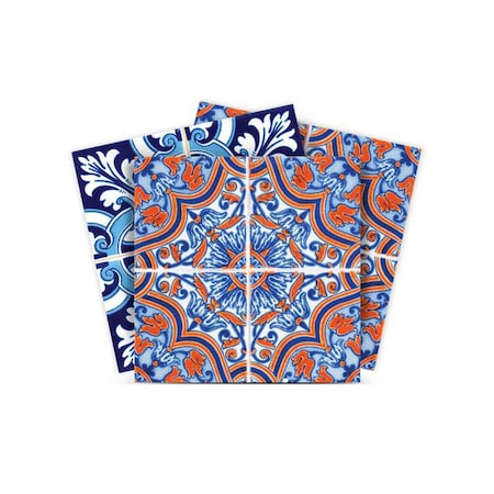 Homeroots 7" X 7" Prima Blue Peel And Stick Removable Tiles 400163