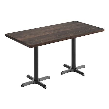 Flash Furniture Bennett 30 in x 60 in Solid Wood Indoor Tabletop in Dark Brown with 22 in x 22 in Dining Height GSF-REC3060-DKBRN-T2222-GG